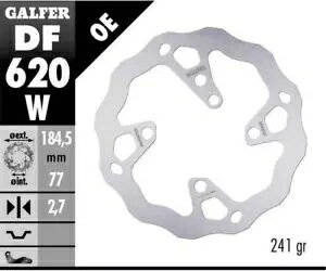 Galfer フロント ブレーキ ディスク WAVE FIXED 185x2,7mm BETA EVO 250 2T 2020 - 2023 Galfer Front Brake Disc WAVE FIXED 185x2,7mm BETA EVO 250 2T 2020 - 2023