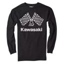 Kawasaki フィニッシュ ライン 長袖 T シャツ - ブラック X-Large 23-87116 Kawasaki Finish Line Long-S...