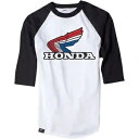 Factory Effex Honda ヴィンテージ ベースボール T シャツ - ホワイト/ブラック - M 17-87332 Factory Effex Honda Vintage Baseball T-Shirt - White/Black - Medium 17-87332