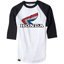 Factory Effex Honda ヴィンテージ ベースボール T シャツ - ホワイト/ブラック - 2XL 17-87338 Factory Effex Honda Vintage Baseball T-Shirt - White/Black - 2XL 17-87338