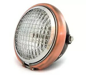 5.75 インチ ハロゲン オートバイ ヘッドライト グリル付き - マットブラック - ブロンズ - クローム 5.75