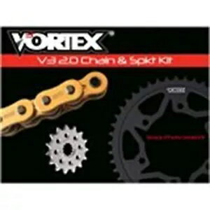 Vortex スプロケット/チェーンキット ゴールド スチール製リアスプロケット付き CKG6445 Vortex Sprocket/Chain Kit Gold with Steel Rear Sprocket CKG6445