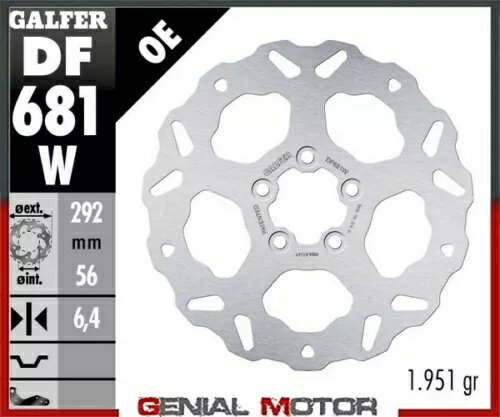 Galfer リアブレーキディスク WAVE FIXED 292x6.4mm HARLEY.D FXDF FAT BOB(キャストホイール)2008 Galfer Rear BrakeDisc WAVE FIXED 292x6.4mm HARLEY.D FXDF FAT BOB(cast wheel)2008