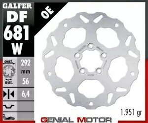 Galfer リアブレーキディスク WAVE FIXED 292x6.4mm HARLEY.D FLSTF FAT BOY 2008-2015 Galfer Rear Brake Disc WAVE FIXED 292x6.4mm HARLEY.D FLSTF FAT BOY 2008-2015