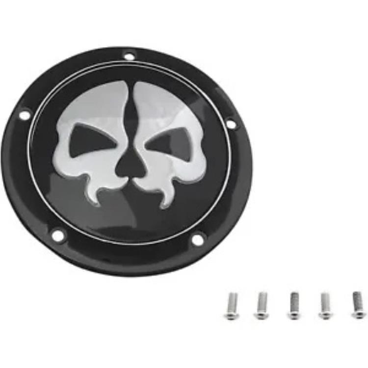 Drag Specialty ץå  ӡ С - ֥å - 5  1107-0547 Drag Specialties Split Skull Derby Cover - Black - 5-Hole 1107-0547