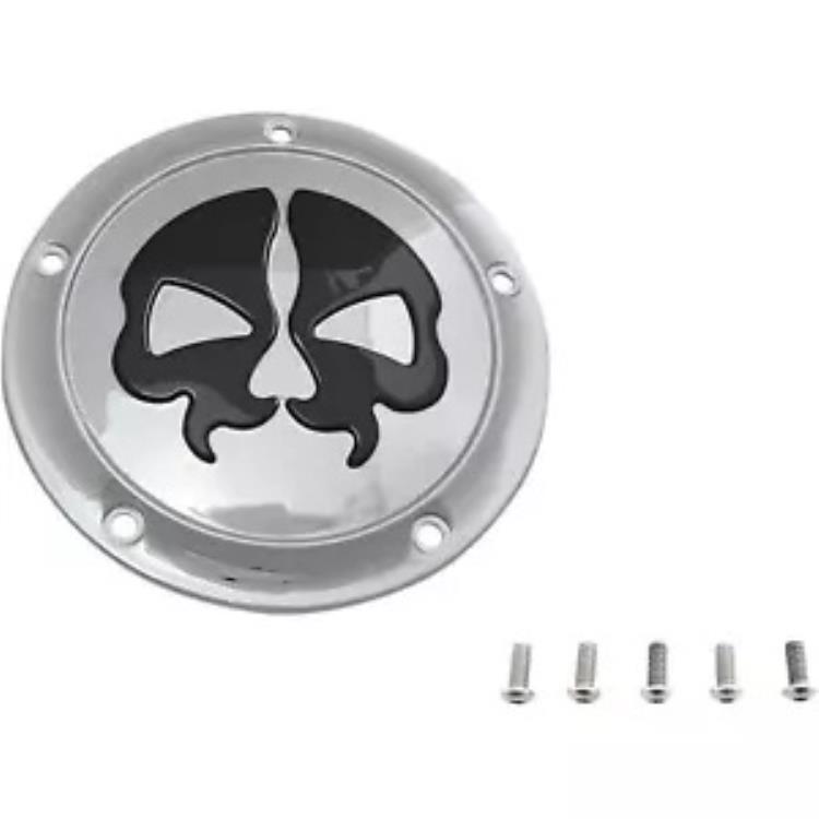 Drag Specialty ץå  ӡ С -  - 5  1107-0546 Drag Specialties Split Skull Derby Cover - Chrome - 5-Hole 1107-0546