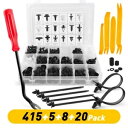 415個車体プラスチッククリップバックルプッシュピンファスナーリベット取り外しプライヤー付き 415Pcs Car Body Plastic Clips Buckle Push Pin Fastener Rivet with Removal Plier