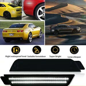 2X スモークレンズリアサイドマーカーライトハウジングホワイト 2010-2015 シボレーカマロ用 2X Smoked Lens Rear Side Marker Lights Housing White For 2010-2015 Chevy Camaro