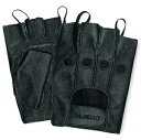 オリンピア 407 フィンガーレス ジェル メンズ レザー オートバイ グローブ ブラック Olympia 407 Fingerless Gel Mens Le...