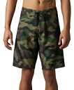 Fox Racing オーバーヘッド カモ ストレッチ 21 インチ メンズ ボードショーツ グリーン Fox Racing Overhead Camo Stretch 21" Mens Boardshorts Green