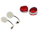 2''1157 LED ターンシグナルインサート ホワイト/アンバーライト + 2x レンズカバー ハーレーダイナ用 2''1157 LED Turn Signal Inserts White/Amber Light +2x Lens Cover For Harley Dyna(2)