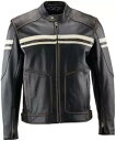 River Road Hoodlum メンズ ヴィンテージ レザー オートバイ ジャケット ブラック River Road Hoodlum Mens Vinta...