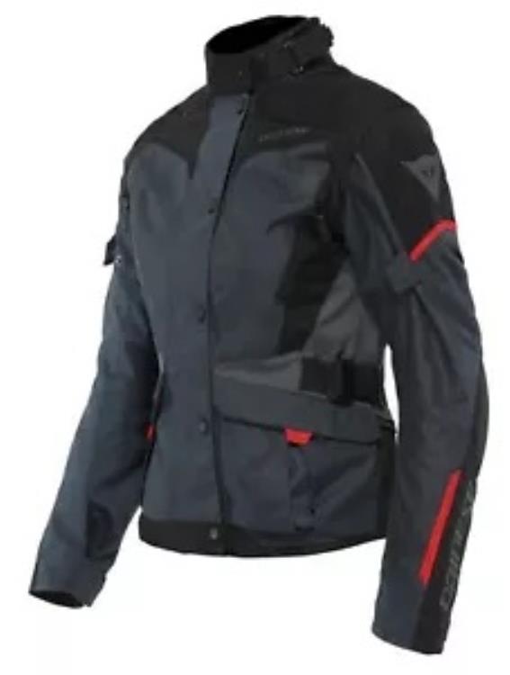 Dainese Tempest 3 D-Dry レディース オートバイ ジャケット ブラック エボニー/ラバ レッド Dainese T..