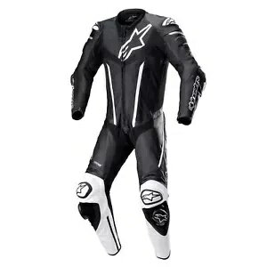 Alpinestars Fusion メンズ オートバイ 1 PC レザー スーツ ブラック/ホワイト Alpinestars Fusion Mens Moto...