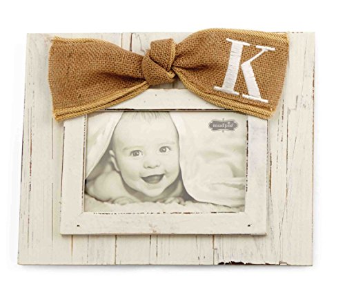 【Mud Pie Planked Monogram Bow Frame K by Mud Pie】 b00tglylao