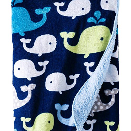 【Circo Soft Reversible Fleece Blanket - Whales 'n Waves by Circo】 b00sdlnxts