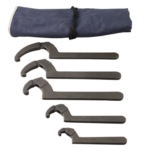 【Martin SHW5K Adjustable Hook Spanner Wrench Set, 5 Pieces ranging from 3/4 to 8-3/4 in Kit Bag, Industrial Black Finish by Martin】 b001vy1on6