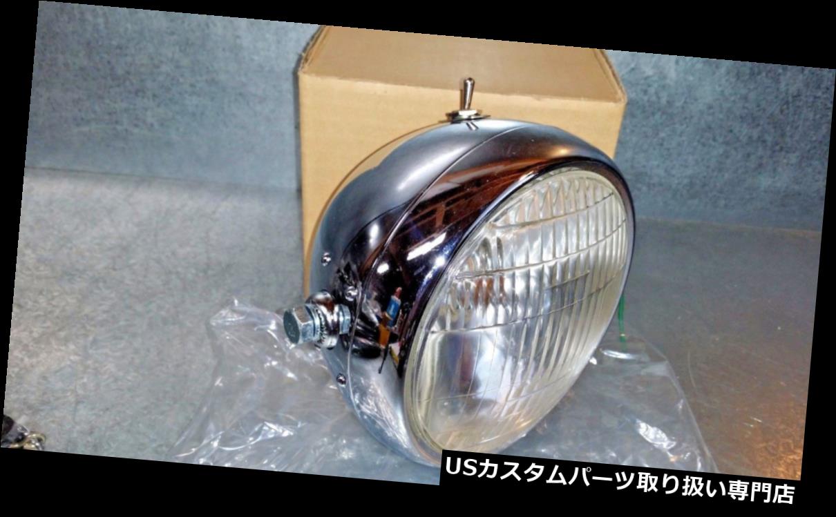 USヘッドライト NEW Chrome 6Vヘッドライト5 3/4 "HARLEY DAVIDSON雲台フラットヘッドガラスw /スイッ..