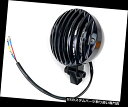 USヘッドライト カスタムフィン付きティアドロップヘッドライトブラック12V H4ハーレーチョッパーボバークルーザー Custom Finned Tear Drop Headlight Black 12V H4 Harley Chopper Bobber Cruiser