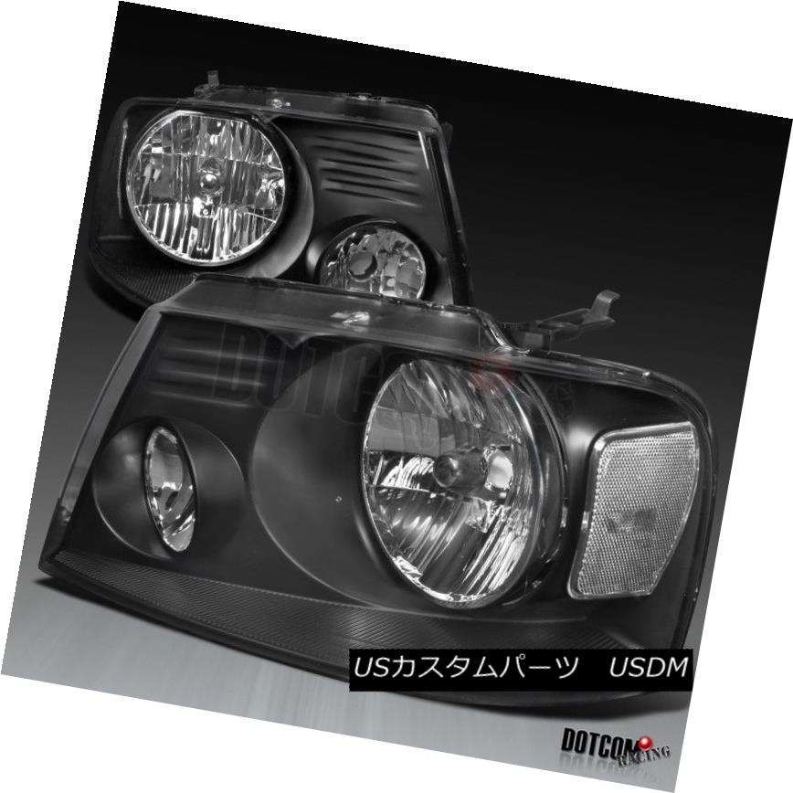 ヘッドライト 2004-2008 Ford F150 F-150 Pickup Crystal Headlights Driving Head Lamps Black 2004-2008フォードF150 F-150ピックアップクリスタルヘッドライトドライビングヘッドランプブラック