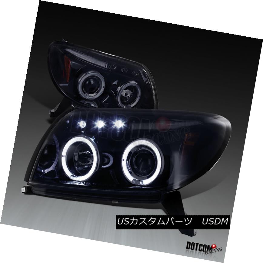 ヘッドライト 2003-2005 Toyota 4Runner Glossy Black Smoke Dual Halo LED Projector Headlights 2003-2005トヨタ4Runner光沢ブラックスモークデュアルハローLEDプロジェクターヘッドライト