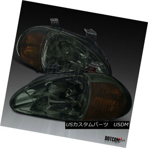 ヘッドライト For 93-97 Honda Del Sol 2-In-1 Crystal Smoke Tinted Lens Headlights Corner Lamps 93-97ホンダ・デル・ソル2イン・クリスタル・スモーク・ティンテッド・レンズ・ヘッドライト・コーナー・ランプ