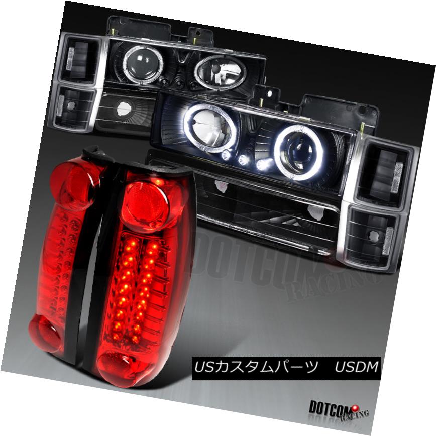 ヘッドライト 94-98 GMC Sierra Halo Projector Headlight+Corner Bumper Lamp+Red LED Tail Lamps 94-98 GMC Sierra Haloプロジェクターヘッドライト+トウモロコシ erバンパーランプ+レッドLEDテールランプ