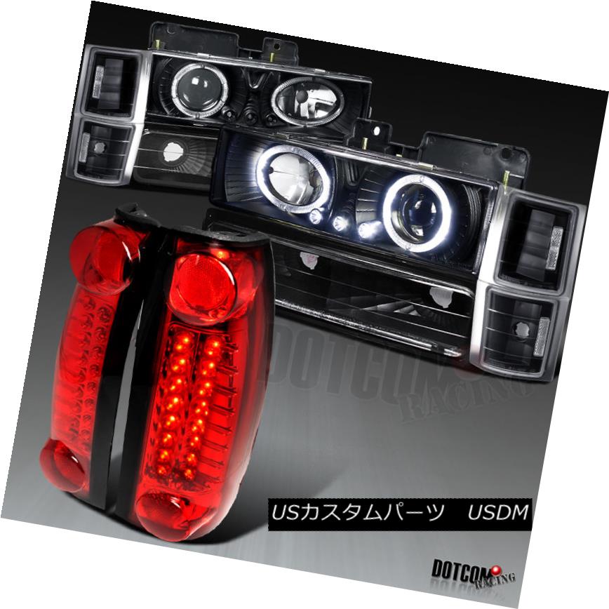 ヘッドライト 94-98 GMC Sierra Halo Projector Headlight+Corner Bumper Lamp+Red LED Tail Lamps 94-..