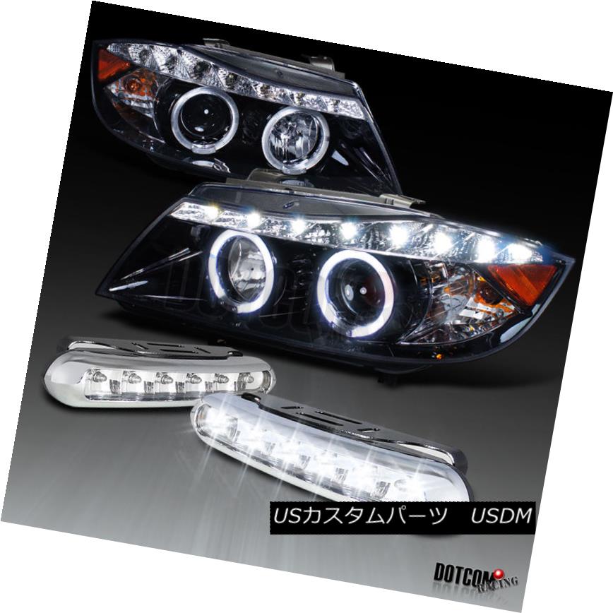 إåɥ饤 Piano Black 06-08 E90 4Dr R8 Halo Projector Headlights+LED Running Fog Lamps ԥΥ֥å06-08 E90 4Dr R8ϥץإåɥ饤+ LED˥󥰥ե