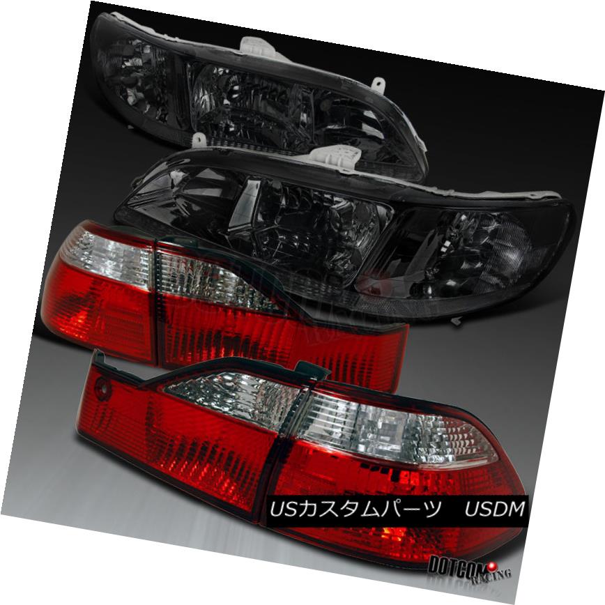 إåɥ饤 98-00 Accord 4Dr Sedan Crystal Smoke Headlights+Red/Clear Tail Brake Lamps 98-004Dr󥯥ꥹ륹⡼إåɥ饤+å /ꥢơ֥졼