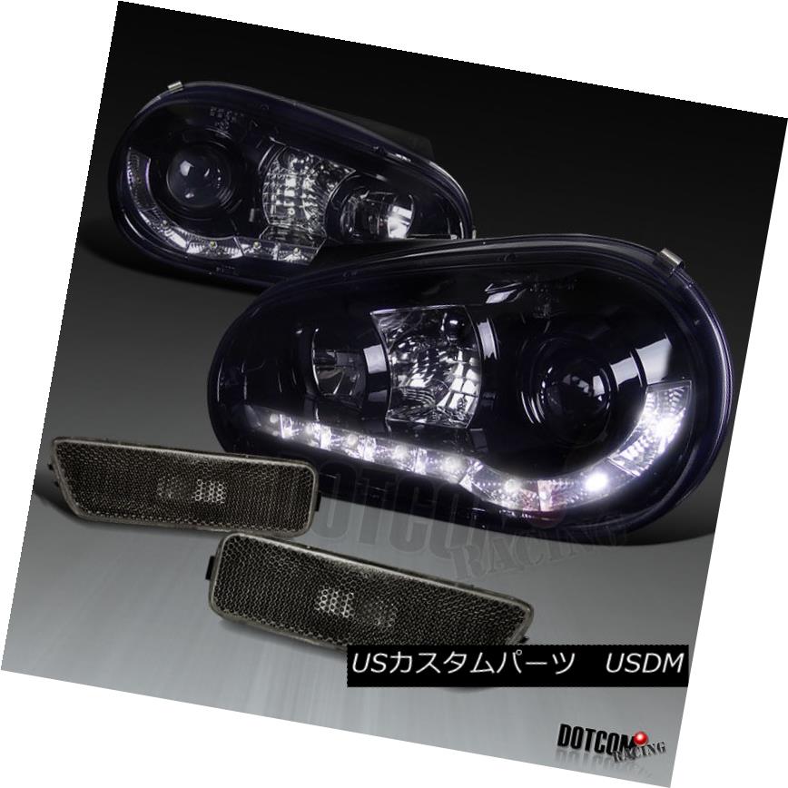 ヘッドライト Glossy Black For 1999-2005 VW Golf GTI R8 LED Projector Headlight Smoke Bumper 1999-2005 VWゴルフGTI R8 LEDプロジェクターヘッドライト スモーク用光沢ブラック eバンパー