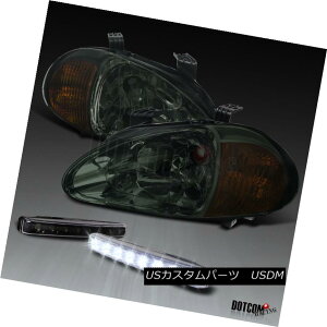 ヘッドライト For 93-97 Honda Del Sol 2-In-1 Smoke Headlights Corner Lamps+8-LED DRL Fog Lamps 93-97ホンダ・デル・ソル2イン・1スモーク・ヘッドライト・コーナー・ランプ+ 8 LED DRLフォグ・ランプ