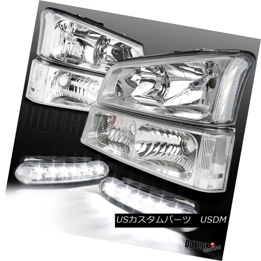 ヘッドライト 03-06 Silverado Chrome Headlights W/Bumper+LED DRL Fog Lamps 03-06 Silverado ChromeヘッドライトW /バンパー+ LED DRLフォグランプ