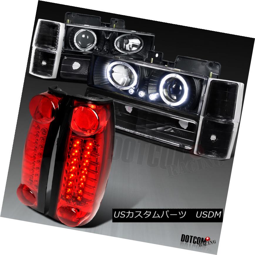 ヘッドライト 94-98 Chevy C10 Halo Projector Headlight+Corner Bumper Light+Red LED Tail Lamp 94-98シボレーC10ハロープロジェクターヘッドライト+トウモロコシ erバンパーライト+レッドLEDテールランプ