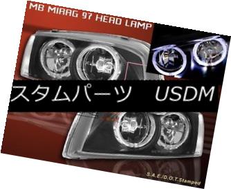 ヘッドライト 1997-2001 MITSUBISHI MIRAGE HEADLIGHTS TWO HALO JDM BLACK 1998 1999 2000 1997年?2001年ミツビシミラージュヘッドライト2本ハローJDMブラック1998年1999年2000年