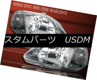 ヘッドライト 99-00 Honda Civic EK EK9 Crystal Headlights Gun Metal 2/3/4 Doors 99-00ホンダシビッ..