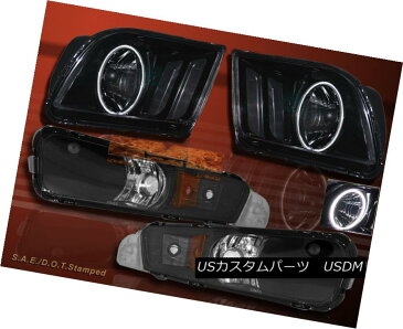 ヘッドライト 05-09 Ford Mustang Super White CCFL Headlights JDM Black + Bumper Signal Lights 05-09フォードマスタングスーパーホワイトCCFLヘッドライトJDMブラック+バンパーシグナルライト