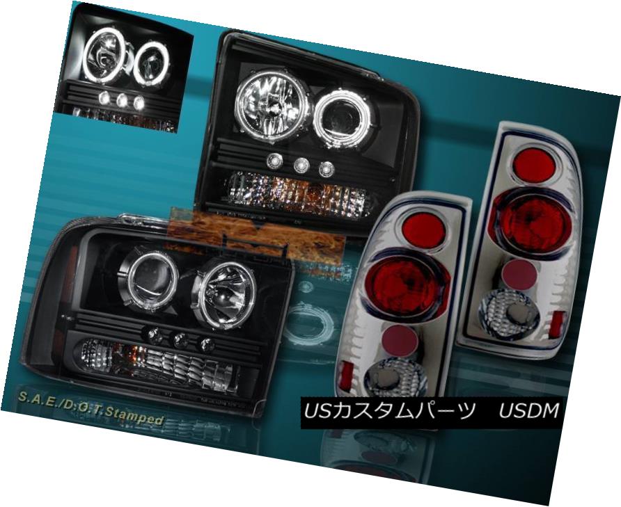 ヘッドライト 05-07 FORD F250 F350 CCFL TWIN HALO PROJECTOR HEADLIGHTS LED + SMOKE TAIL LIGHTS 05-07フォードF250 F350 CCFLツインハロープロジェクターヘッドライトLED + SMOKEテールライト