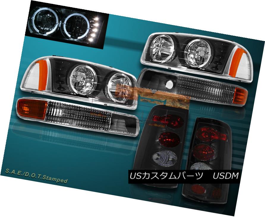 ヘッドライト 99 00 01 02 03 GMC SIERRA LED 2 HALO HEADLIGHTS+BUMPER LIGHTS+SMOKE TAIL LIGHTS 99 00 01 02 03 GMC SIERRA LED 2ハローヘッドライト+ブール 1本のライト+煙テールライト