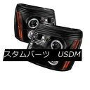 ヘッドライト Cadillac 03-06 Escalade Black DRL Halo LED Projector Headlight Factory HID Model キャデラック03-06エスカレードブラックDRLハローLEDプロジェクターヘッドライトファクトリーHIDモデル(2)