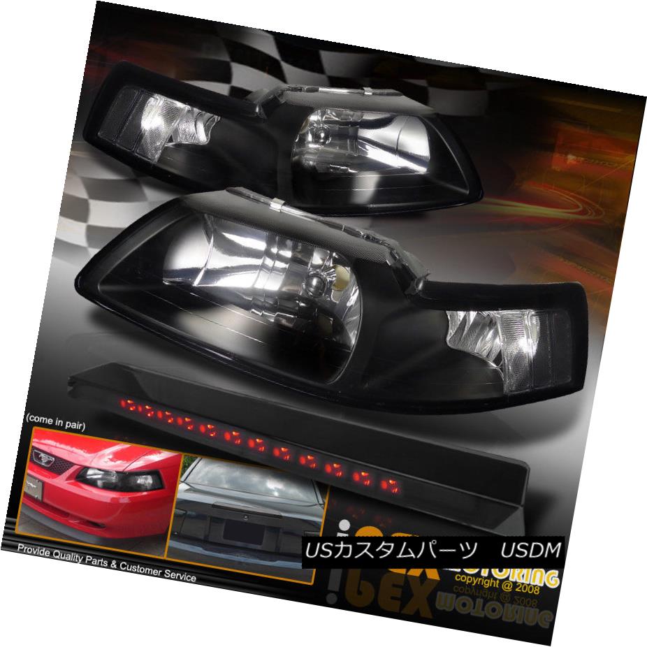 ヘッドライト 1999 2000 2001 2002 2003 2004 Ford Mustang Black Headlight+LED Third Brake Light 1999 2000 2001 2002 2003 2004フォードマスタングブラックヘッドライト+ LED第3ブレーキライト