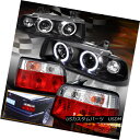 ヘッドライト 1992-1998 BMW 3-Series E36 4Dr Halo Projector Black Headlights + Red Tail Light 1992-1998 BMW 3シリーズE36 4Drハロープロジェクターブラックヘッドライト+レッドテールライト