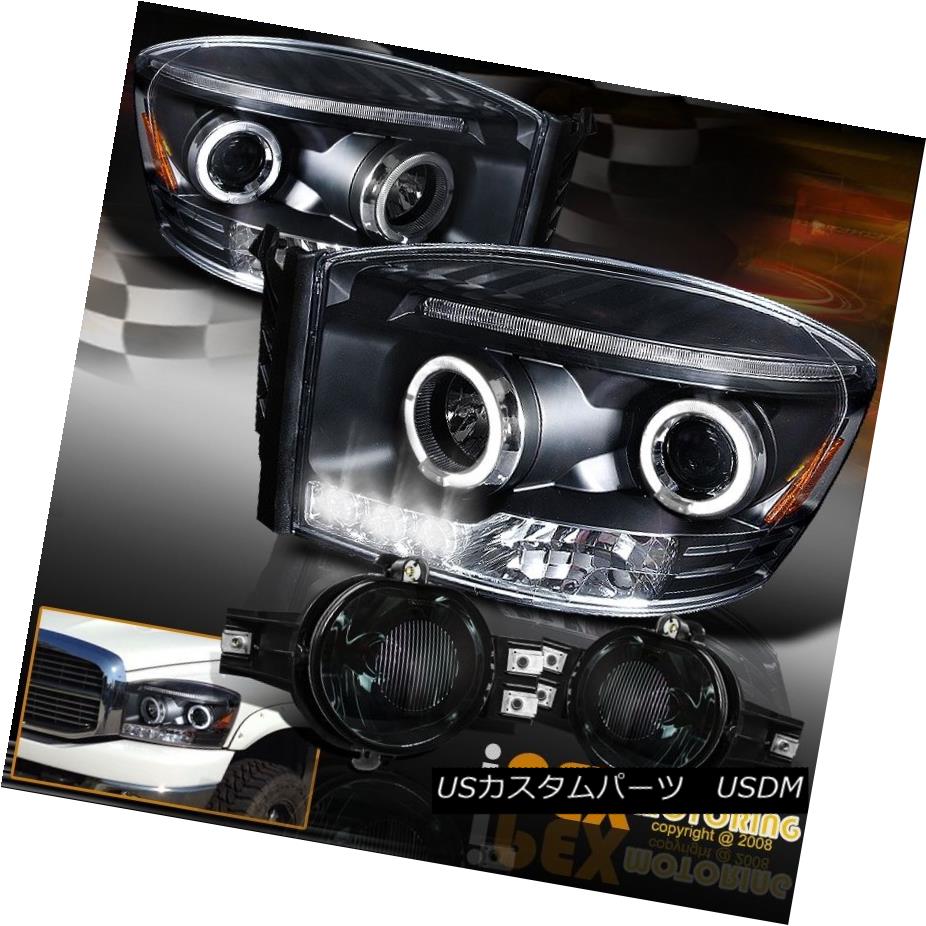 ヘッドライト 2006-2008 Dodge RAM 1500 2500 Halo Projector LED Black Headlight Smoke Fog Light 2006-2008ダッジRAM 1500 2500ハロープロジェクターLEDブラックヘッドライト スモーク eフォグライト