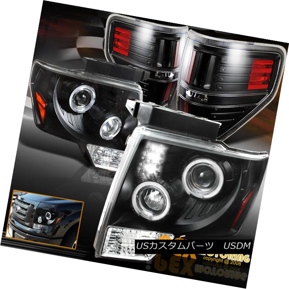 ヘッドライト 09-14 Ford F150 Halo Projector Black Headlights W/ Plug N Play LED Tail Lights 09-14 Ford F150 HaloプロジェクターブラックヘッドライトW /プラグN LEDテールライトをプレイ