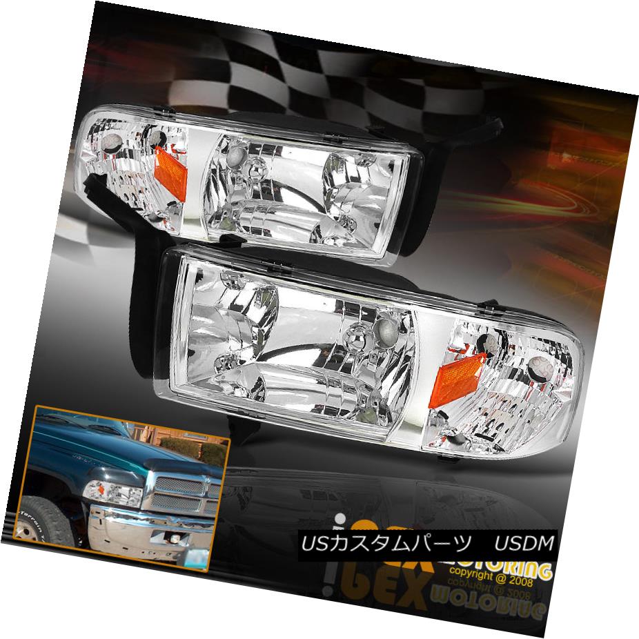 ヘッドライト SHINY Chrome Dodge 1994-2001 RAM 1500 2500 3500 Headlight W/ Corner Signal Light SH..