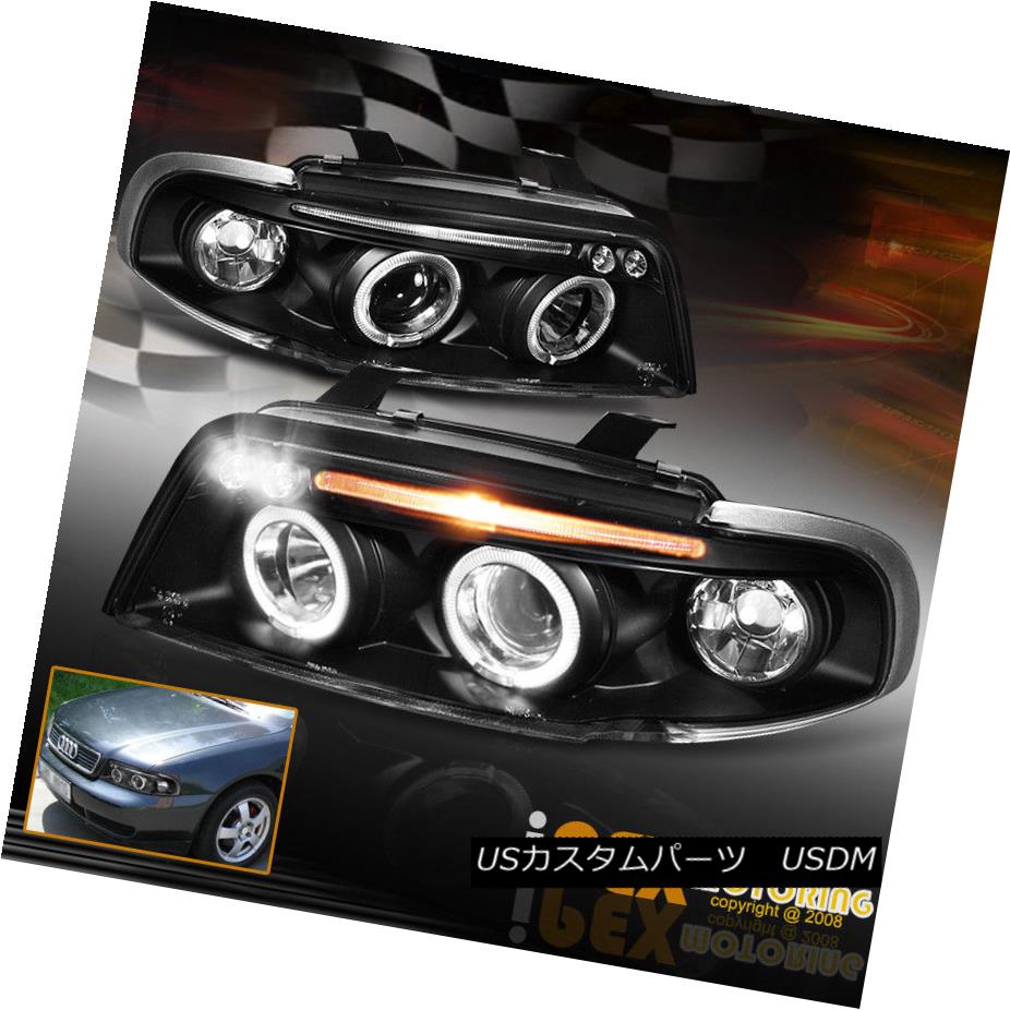 ヘッドライト 1996-1999 Audi A4/S4 B5 Halo Projector LED Black Headlights Corner Signal Lights 1996-1999 Audi A4 / S4 B5 HaloプロジェクターLEDブラックヘッドライトコーナー信号灯