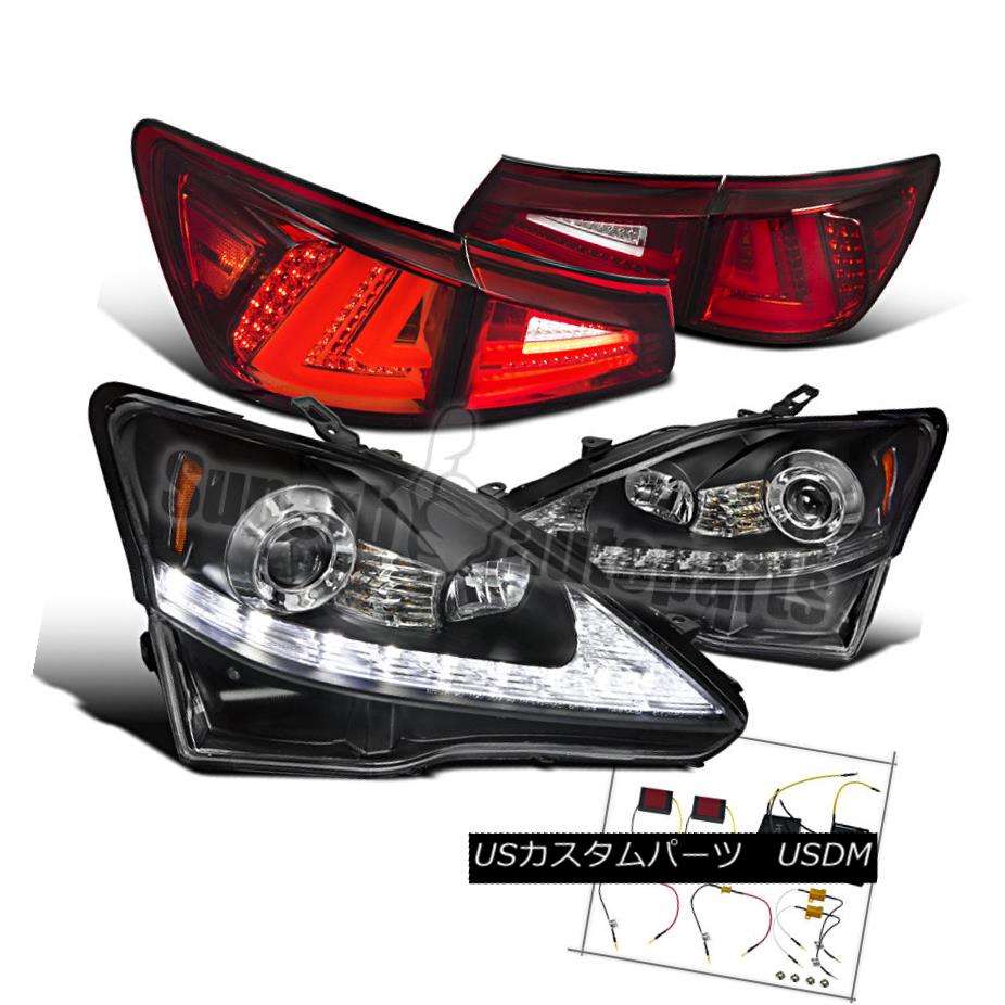 ヘッドライト 2006-2008 Lexus IS250 SMD LED DRL Signal Projector Headlights+Tail Lamp Red 2006-2008 Lexus IS250 SMD LED DRLシグナルプロジェクターヘッドライト+タイ lランプ赤