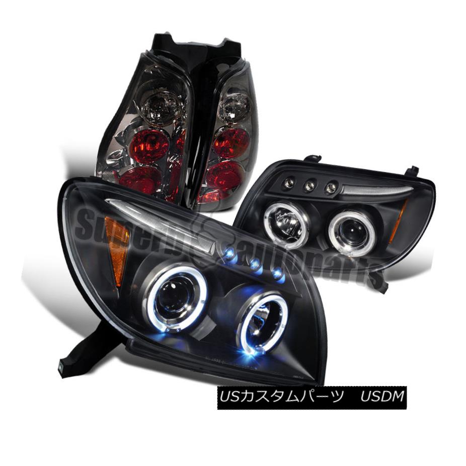 ヘッドライト 2003-2005 Toyota 4Runner Halo Black LED Projector Headlights+Smoke Tail Lights 2003-2005 Toyota 4Runner Halo黒色LEDプロジェクターヘッドライト+スモーキー keテールライト