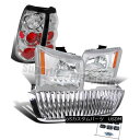 ヘッドライト 2003-2005 Silverado SMD LED Headlights Chrome+Clear Tail Lamps+Vertical Grille 2003-2005 Silverado SMD LEDヘッドライトクローム+クリアテールランプ+垂直グリル