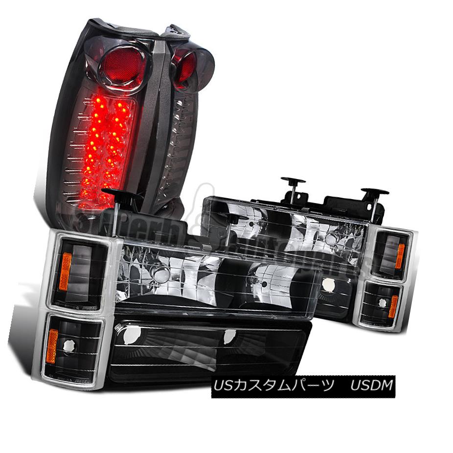 ヘッドライト 1994-1998 Silverado Black Headlight+Corner Bumper Lamp+LED Tail Lights Smoke 1994-1998 Silverado Blackヘッドライト+トウモロコシ erバンパーランプ+ LEDテールライトスモーク